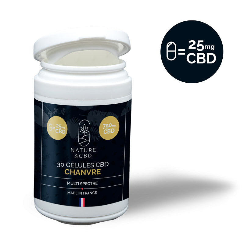 Gélules CBD chanvre 25mg 750mg
