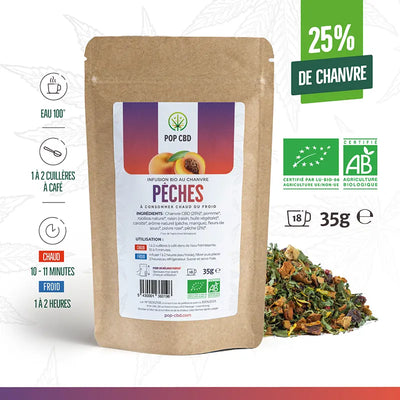Tisane au CBD et à la pêche chez Herbiane, boutique de CBD à Clermont-Ferrand